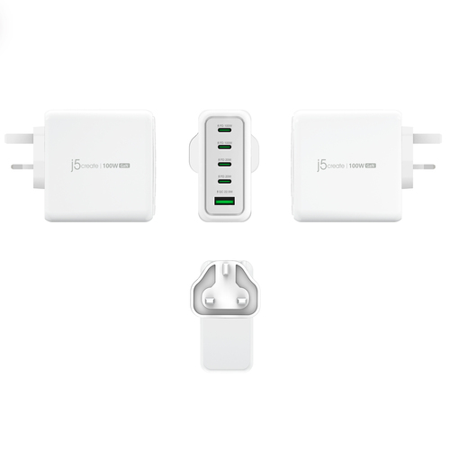 j5create 100W GaN USB-C® 5-Poorts Oplader