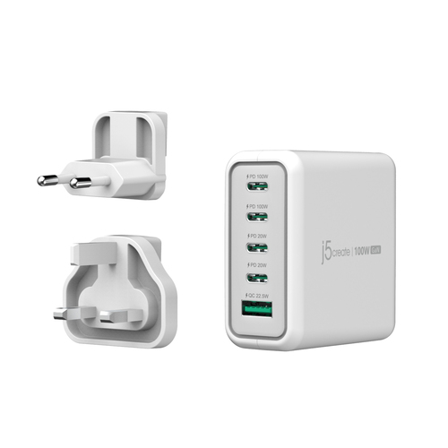 j5create 100W GaN USB-C® 5-Poorts Oplader