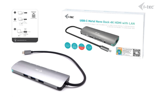 i-tec Metal USB-C Nano dockingstation 4K HDMI LAN + Stroomvoorziening 100 W