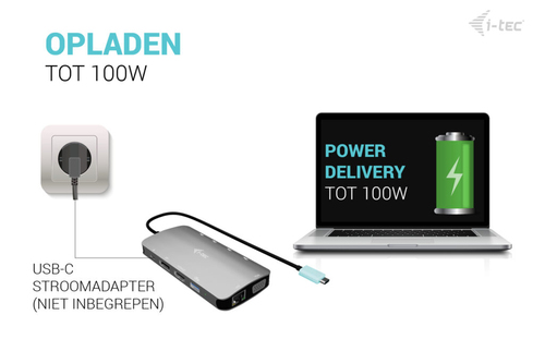 i-tec USB-C Metal Nano 3x Display (DP, HDMI and VGA) Docking Station + Power Delivery 100 W