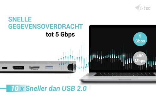 i-tec USB-C Metal Nano 3x Display (DP, HDMI and VGA) Docking Station + Power Delivery 100 W