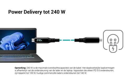 i-tec Thunderbolt 4/USB4 Class Pro Cable 240W with LCD (40 Gbps, 150 cm)