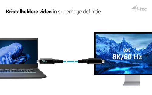 i-tec Thunderbolt 4/USB4 Class Pro Cable 240W with LCD (40 Gbps, 150 cm)
