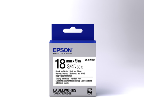Epson Strong Adhesive Tape- LK-5WBW Strng adh Blk/Wht 18/9