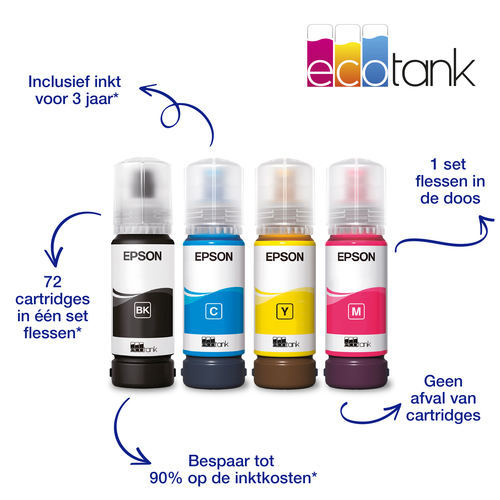 Epson EcoTank ET-1810 A4 Wi-Fi-printer met inkttank, inclusief tot 3 jaar inkt