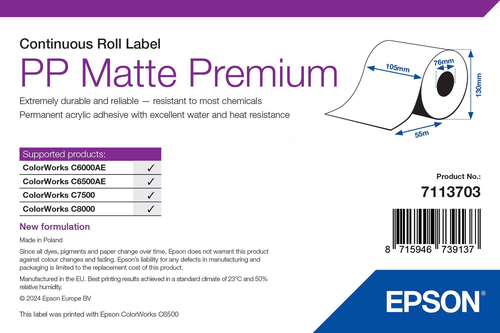Epson 7113703 printeretiket Wit Zelfklevend printerlabel