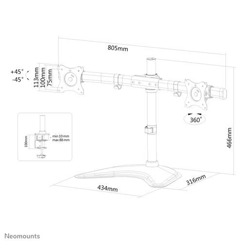 Neomounts monitor stand