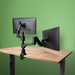 R-Go Tools Monitorarm R-Go Caparo, verstelbare dubbele monitorarm met gasveer, 100% circulair, 3-9 kg draagvermogen, zwart