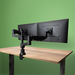 R-Go Tools Monitorarm R-Go Caparo, verstelbare dubbele monitorarm met gasveer, 100% circulair, 3-9 kg draagvermogen, zwart