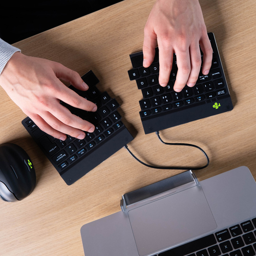R-Go Tools Ergonomisch toetsenbord R-Go Split Break met pauzesoftware, gesplitst toetsenbord, QWERTY (UK), Bluetooth, zwart