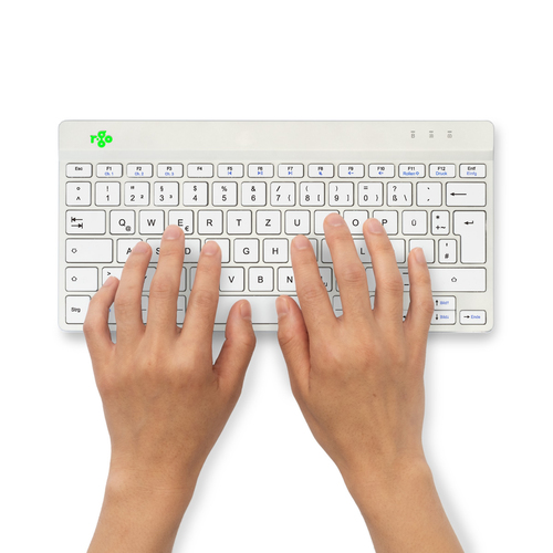R-Go Tools Ergonomisch toetsenbord R-Go Compact Break, compact toetsenbord met pauzesoftware, QWERTZ (DE), Bluetooth, wit