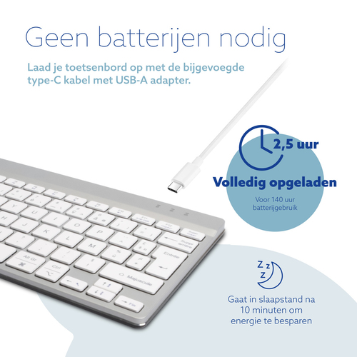 R-Go Tools Ergonomisch toetsenbord R-Go Compact Break, compact toetsenbord met pauzesoftware, AZERTY (FR), Bluetooth, wit