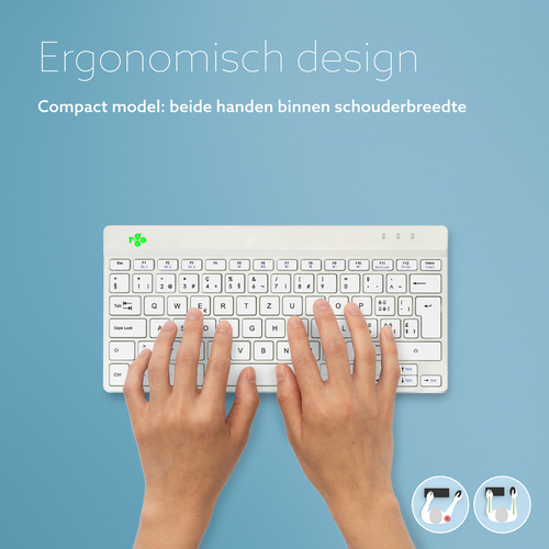 R-Go Tools Ergonomisch toetsenbord R-Go Compact Break, compact toetsenbord met pauzesoftware, QWERTZ (CH), Bluetooth, wit