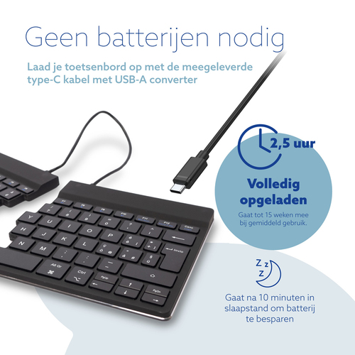 R-Go Tools Ergonomisch toetsenbord R-Go Split Break met pauzesoftware, gesplitst toetsenbord, QWERTY (IT), Bluetooth, zwart