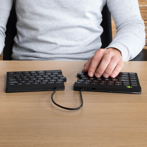 R-Go Tools Ergonomisch toetsenbord R-Go Split Break met pauzesoftware, gesplitst toetsenbord, QWERTY (IT), Bluetooth, zwart