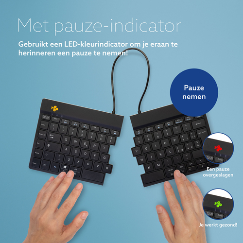 R-Go Tools Ergonomisch toetsenbord R-Go Split Break met pauzesoftware, gesplitst toetsenbord, QWERTY (IT), Bluetooth, zwart