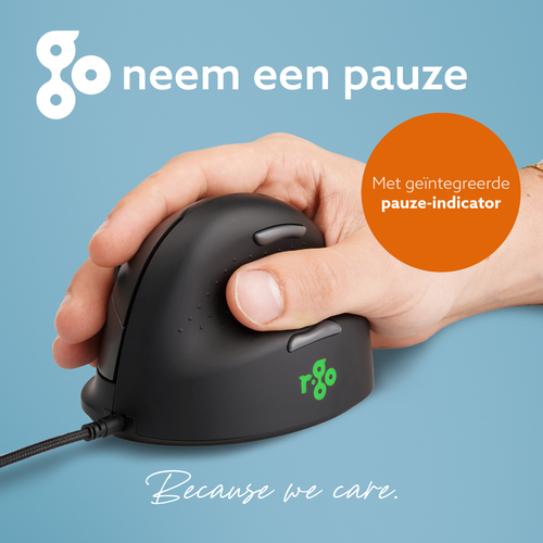 R-Go Tools Ergonomische muis R-Go HE Break met pauzesoftware, small (handlengte ˂165 mm), rechtshandig, bedraad, zwart