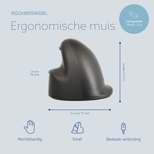 R-Go Tools Ergonomische muis R-Go HE Break met pauzesoftware, small (handlengte ˂165 mm), rechtshandig, bedraad, zwart