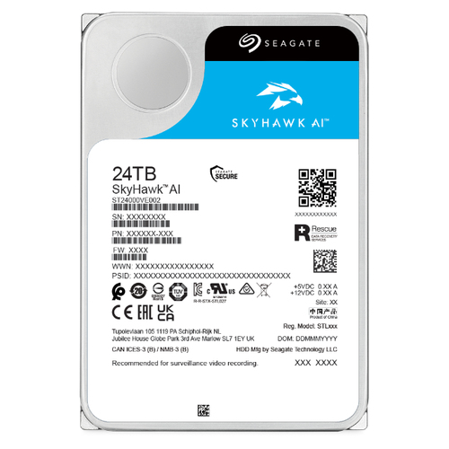 Seagate SkyHawk AI interne harde schijf 24 TB 7200 RPM 512 MB 3.5" SATA III