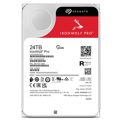 Seagate IronWolf Pro ST24000NT002 interne harde schijf 24 TB 7200 RPM 512 MB 3.5" SATA III