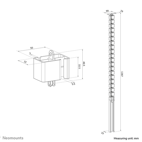 Neomounts ADS06-133BL Kabelgeleider - schroefbevestiging - universeel