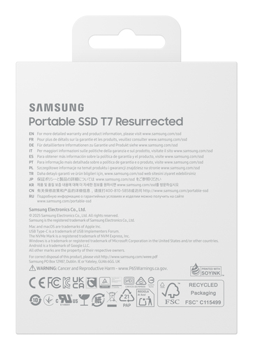Samsung Portable SSD T7 Resurrected USB 3.2 Gen 2 1TB