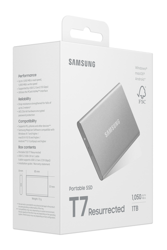 Samsung Portable SSD T7 Resurrected USB 3.2 Gen 2 1TB