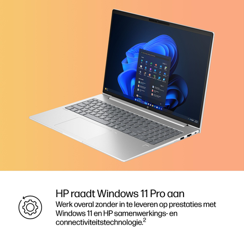 HP ProBook 4 G1iR Intel Core 5 120U Laptop 40,6 cm (16") WUXGA 16 GB DDR5-SDRAM 512 GB SSD Wi-Fi 6E (802.11ax) Windows 11 Pro Zilver QWERTY