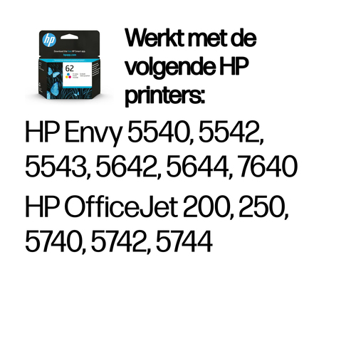 HP 62 originele drie-kleuren inktcartridge