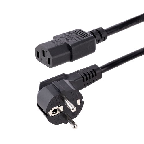 StarTech.com 1m Stroomkabel, 18AWG, EU Schuko naar C13 Voedingskabel, 250V 10A, Zwart, AC Vervangkabel, TV/Monitor Stroomkabel, Schuko CEE 7/7 naar IEC 60320 C13 Voedingskabel, PC Electriciteitssnoer