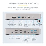 StarTech.com Universeel USB4 & Thunderbolt 4 Docking Station, Quad Display op Windows, Dual Display op MacBook, HDMI DP Dock met 100W Laptop Charging