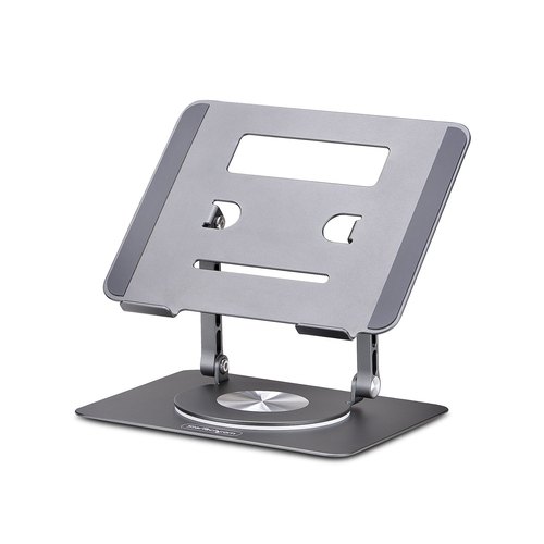 StarTech.com Draaibare Laptopstandaard, 360 Roterende Laptophouder voor Computer, Verhoogd plateau met Verstelbare Kanteling, Max 5kg, Aluminium