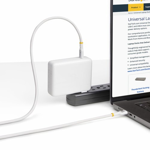 StarTech.com 2m USB-C Laadkabel, Wit, USB-IF Gecertificeerde USB Kabel, 240W PD EPR, USB 2.0 Type-C Laptop Laadkabel, USB-C Data Transfer Kabel, TPE Mantel, M/M