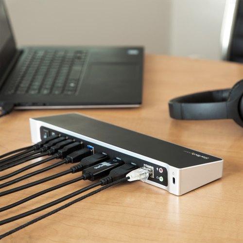 StarTech.com Triple Monitor USB 3.0 Docking Station met 2x 4K DisplayPort & HDMI - 5 Port USB-A Hub (1x Fast-Charge), 3.5mm Audio, GbE - USB Type A Universeel Laptop Dock voor MacOS / Windows