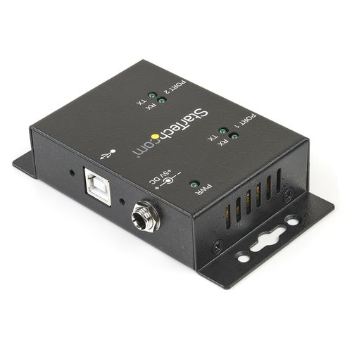 StarTech.com 2-poort Industriële USB naar Seriële Adapter Hub Wandmontage met DIN-Rail Clips