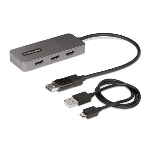 StarTech.com 3-Port MST Hub, DisplayPort naar 3x HDMI, Triple 4K 60Hz HDMI Monitors, DP 1.4 Multi-Monitor Video Adapter, 30cm Ingebouwde Kabel, USB Powered, Enkel Windows