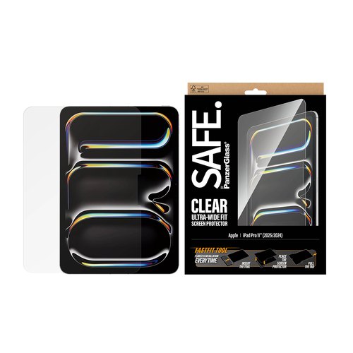 PanzerGlass SAFE. by ® Screen Protector iPad Pro 11" (2024-2025) | Ultra-Wide Fit w. FASTFIT TOOL Doorzichtige schermbeschermer Apple 1 stuk(s)