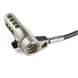 StarTech.com 2m Universeel Laptop Kabelslot met 4-cijfer Combinatieslot - 3-in-1 Security Lock voor apparaten met K-Slot, Nano K-Slot of Noble Wedge Slot - Anti-Diefstal Stalen Kabel