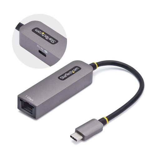 StarTech.com USB-C naar Ethernet Adapter, NIC, 100W PD Pass-Through, USB 3.0 Type-C 1Gbps Multi Speed Netwerk Adapter, Gigabit Ethernet, Thunderbolt Compatibel, Windows & Mac