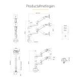 StarTech.com Dubbele Monitor Arm voor Bureaumontage, Full Motion Monitorbeugel voor 2x VESA-displays tot 32" (8kg), Verticale Stapelbare Armen, Hoogte verstelbaar/Articulerend - Bureauklem/Doorvoertule