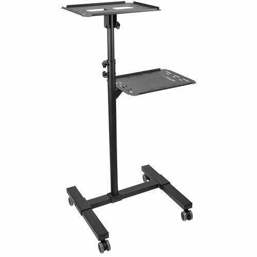 StarTech.com Beamertafel - Stevige Verrijdbare Laptop en Projectietafel (2x 10kg/schap) - Presentatiewagen/Computer Trolley/AV Projector Stand - In Hoogte Verstelbaar / Zwenkwielen met Rem