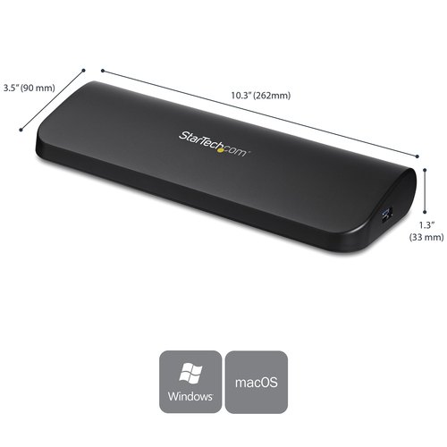 StarTech.com Dual Monitor USB 3.0 Laptop Docking Station met HDMI/DVI/VGA, 3x USB-A Hub, GbE, Audio, Universeel Type-A Dock voor Windows/macOS/ChromeOS, TAA Compliant
