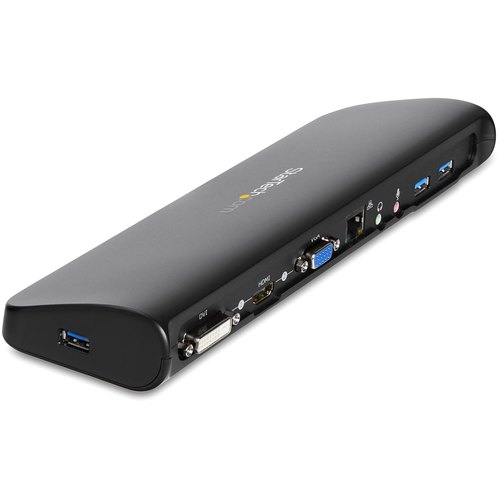 StarTech.com Dual Monitor USB 3.0 Laptop Docking Station met HDMI/DVI/VGA, 3x USB-A Hub, GbE, Audio, Universeel Type-A Dock voor Windows/macOS/ChromeOS, TAA Compliant