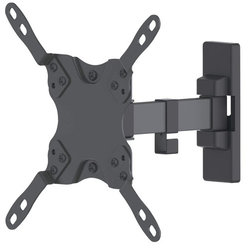 Manhattan Draaibare wandbeugel voor TV’s en monitoren (Kantelen & Zwenken, 2 zwenken), voor schermen 13"–27", VESA-compatibiliteit: van 75×75 tot 200×200 mm (controleer de afmetingen van de vier montagegaten aan de achterzijde), max 30 kg, zwart
