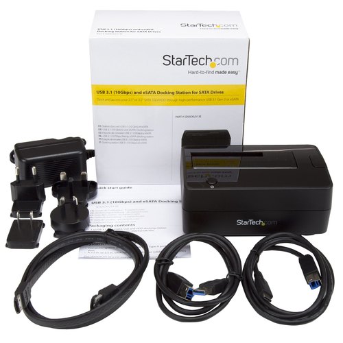 StarTech.com Single Bay USB 3.1 / eSATA naar SATA HDD Docking Station, USB 3.1 (10 Gbps) Hard Drive Dock, Externe 2.5/3.5" SATA III HDD/SSD Docking Station, Top-Loading Hard Drive Bay