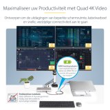 StarTech.com Universeel USB4 & Thunderbolt 4 Docking Station, Quad Display op Windows, Dual Display op MacBook, HDMI DP Dock met 100W Laptop Charging