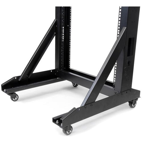 StarTech.com 2-Post 42U Mobiel Open Frame Server Rack, 19in Patchkast met Wielen en 2 Stijlen, Open Serverkast voor AV/Data/Media/IT/Netwerk Apparatuur, Computer Rack voor Thuis/Kantoor - Inclusief Wieltjes