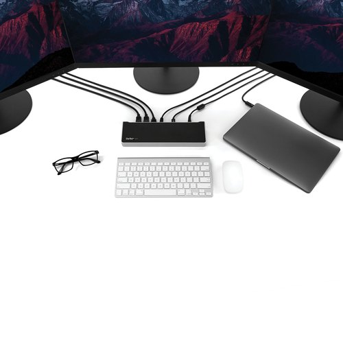 StarTech.com 4K USB-C Dock, Triple UHD 4K Monitor Docking Station, Mac & Windows, USB C to HDMI & DisplayPort, 100W Power Delivery, 5x USB 5Gbps Hub