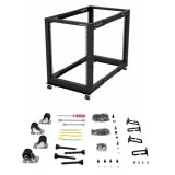 StarTech.com 4-Post 15U Mobiel Open Frame Server Rack, 19" Patchkast met Wielen en 4 Stijlen, Open Serverkast met Verstelbare Diepte voor Computer / AV / Netwerk Apparatuur - Wielen, Stelvoeten of Vloermontage