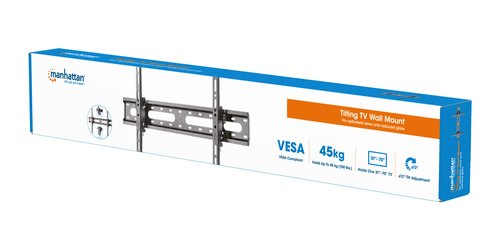 Manhattan Wandbeugel voor TV’s en monitoren (Kantelbaar), voor schermen 37"–65", VESA-compatibiliteit: van 200x200 tot 600x400 mm (controleer de afmetingen van de vier montagegaten aan de achterzijde), max 45 kg, zwart